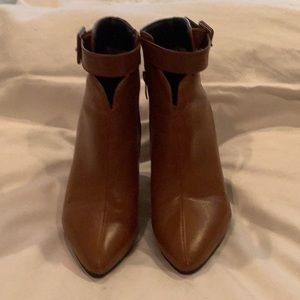 Brown booties with ankle strap design